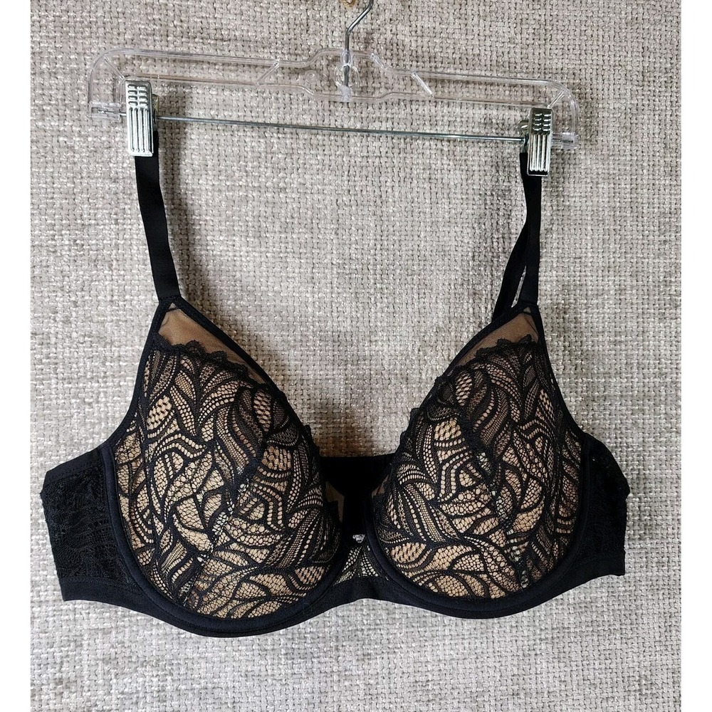 Soma Lightest Lift Bra Limited Edition Size 42D Black Leaf Lace Underwire EUC
